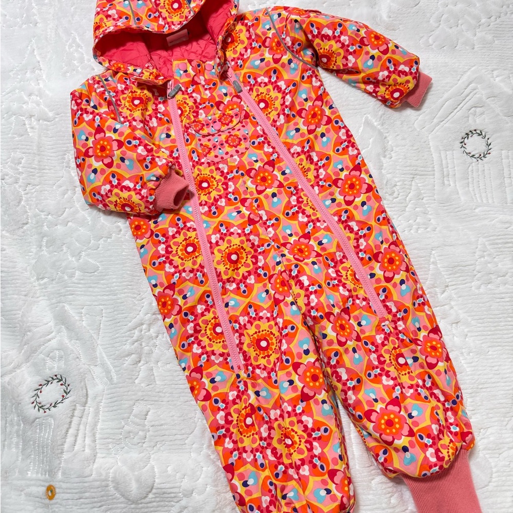 ❄️ Hanna Andersson Floral Pink One Piece snow bunting, 4 (100)